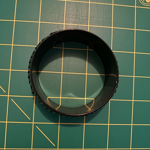 Black Metal Wide Bangle Raised Design - Picture 3 of 4